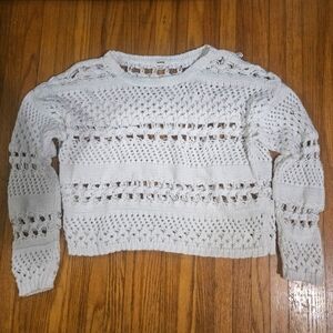 White Crochet Knit Cotton Sweater From Garage Size XS/S